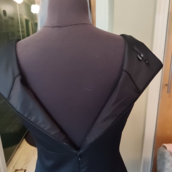 Teenflo Little Black Dress Boat Neck Satin Sheath Sz 8 Made in Canada - Picture 7 of 10